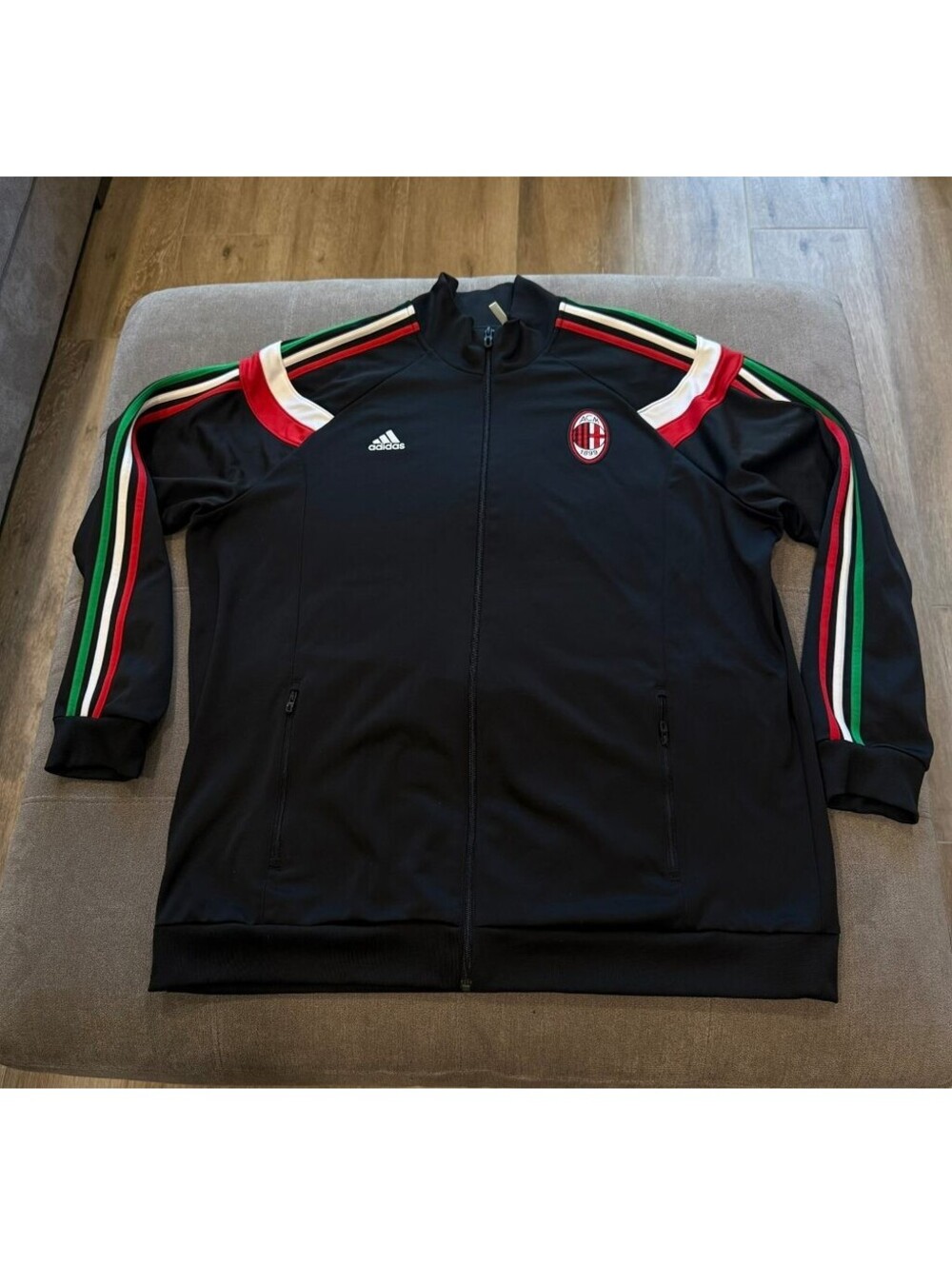 adidas AC Milan Track Jacket 2XL Black Clima Full Zip Soccer